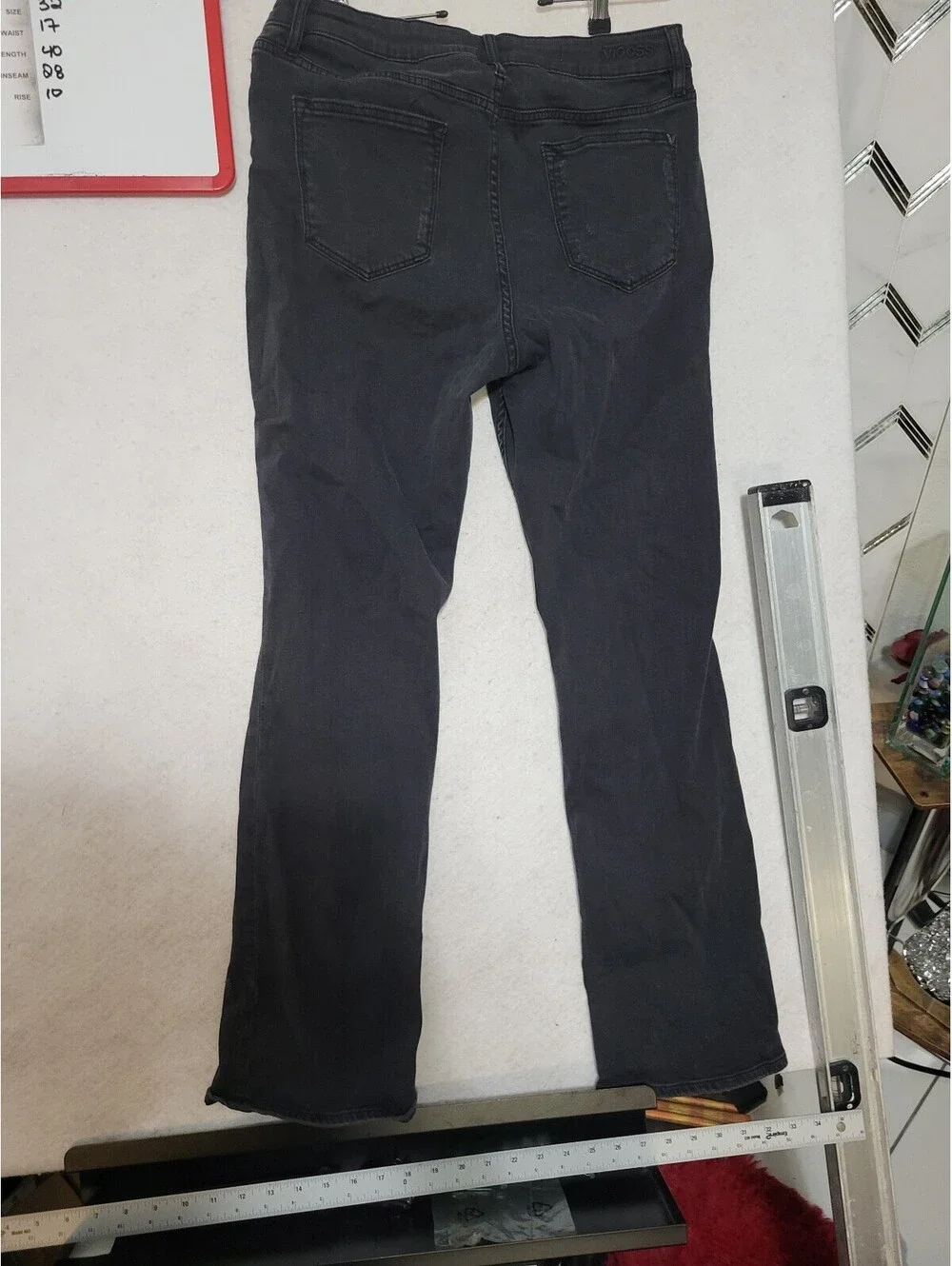 Vigoss Black Distressed Straight Leg Jeans Size 32 Waist